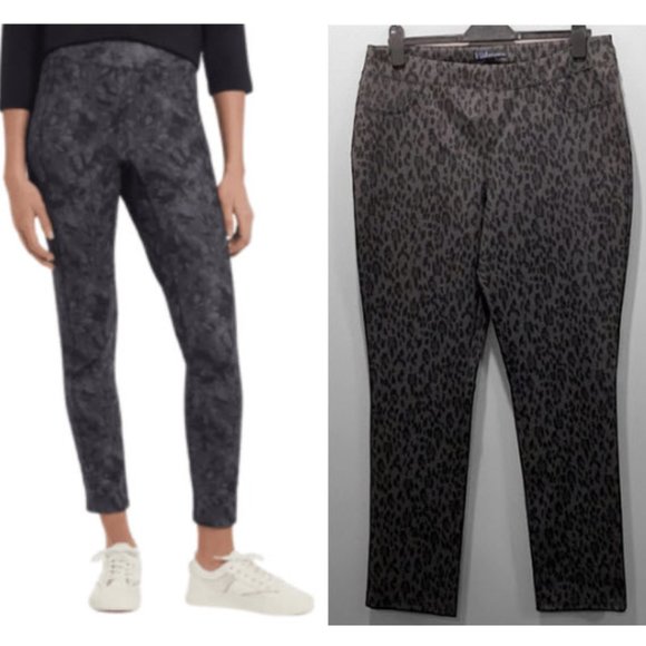 French Dressing Jeans Pants - FDJ French Dressing Grey Leopard Leggings Size 14 TALL